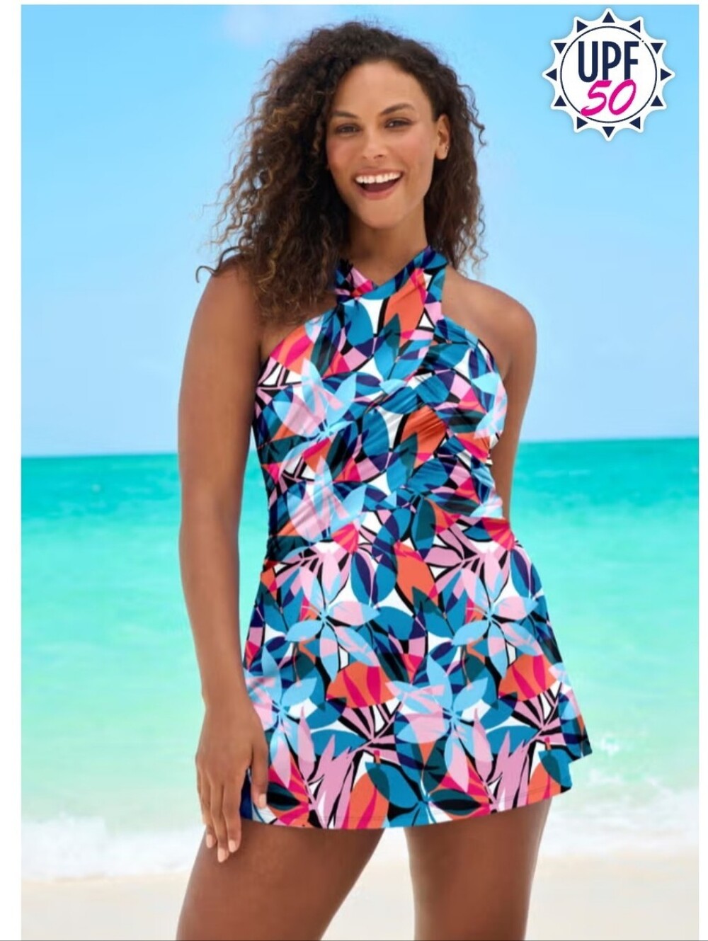 Swimsuits For All, High Neck Wrap Swimdress, NWT